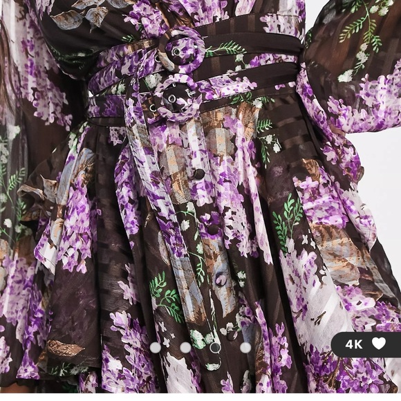 ASOS DESIGN button front mini dress in satin stripe with belt detail floral - Picture 3 of 7